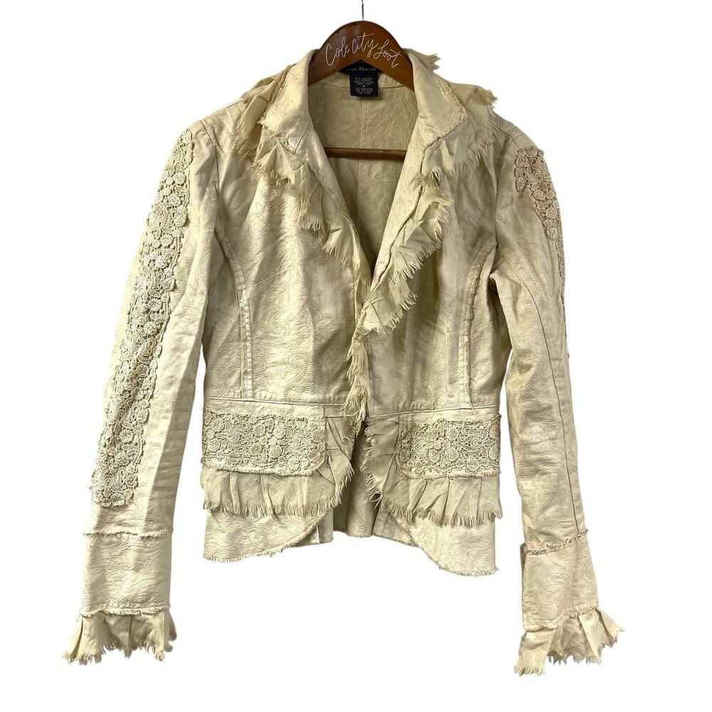 Heart Moon Star Top Vintage Ivory Ruffle Victorian Shabby Chic Boho